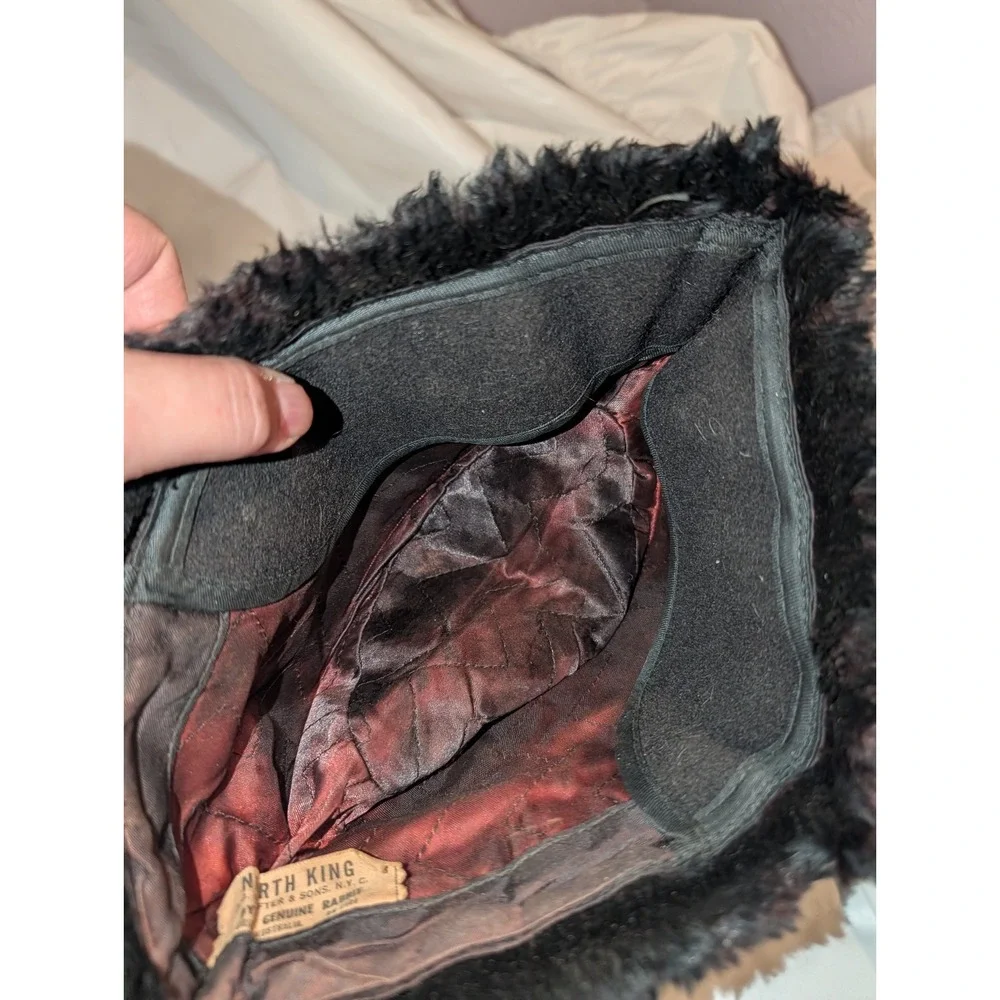 Vintage 1950's North King Dyed Mouton Lamb Fur Russian Cassack Trapper Hat